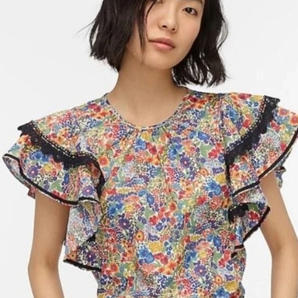 J.Crew Liberty Margaret Annie Floral Print Poplin Blouse XS - Picture 2 of 6